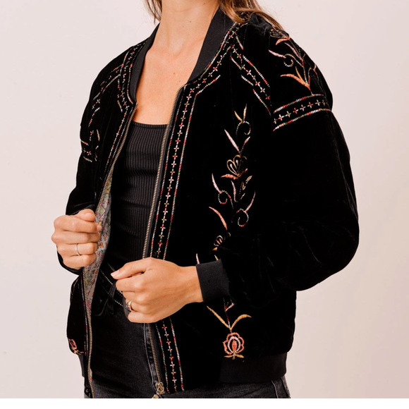 LOVESTITCH Jedda Velvet Bomber Jacket Small